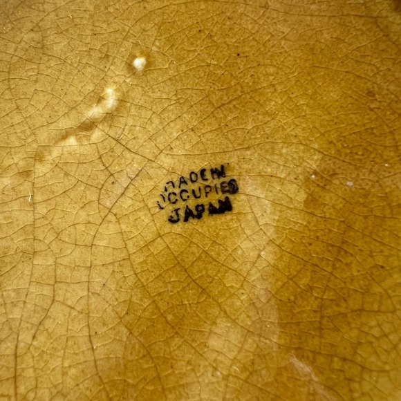 Majolica Pottery Occupied Japan Teapot Acorn Forest Squirrel Handle Ceramic - Picture 12 of 15